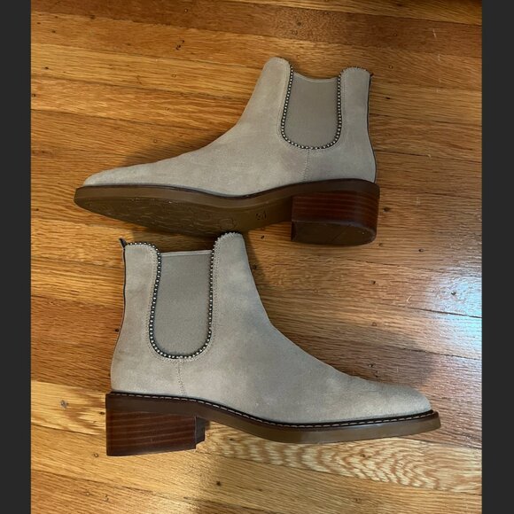 Light Tan Suede Coach Booties, Size 7.5 - Picture 2 of 7